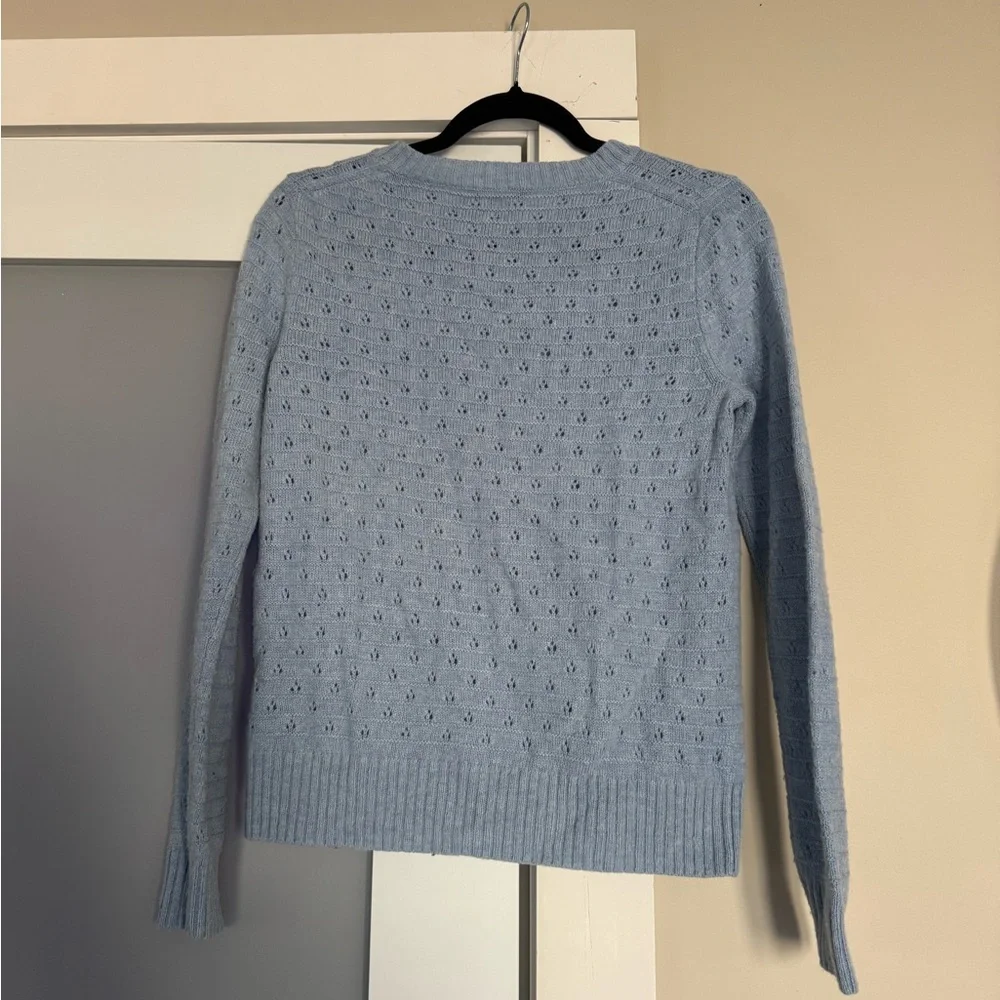 J. Crew Light Blue Textured Crew Neck Sweater - Picture 8 of 14